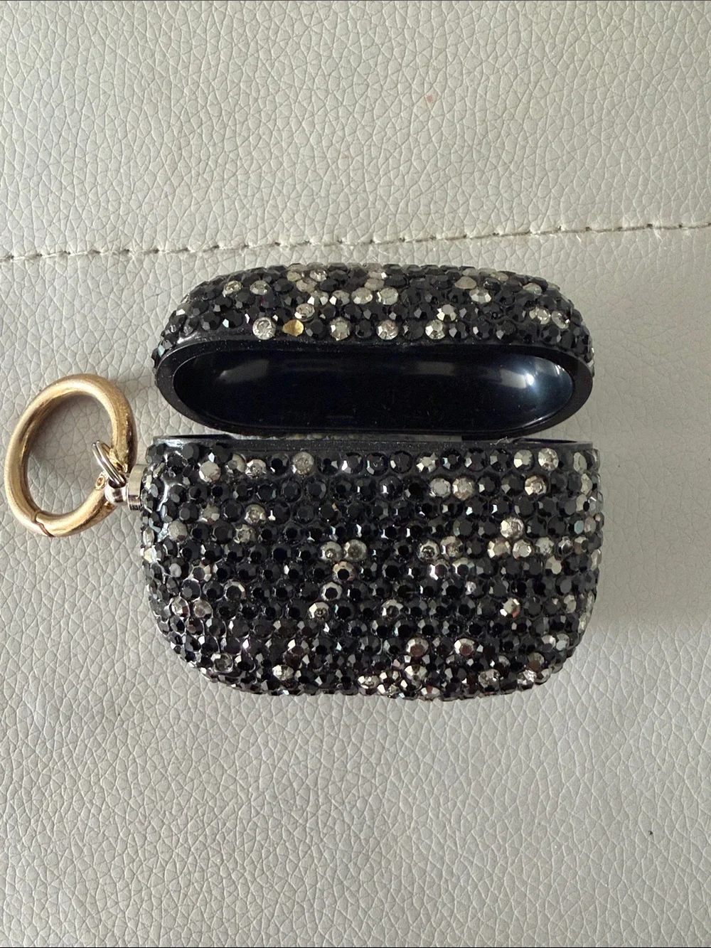 Air Pods Generation 3 case Sparkling Black Crystal  with Gold Key ring